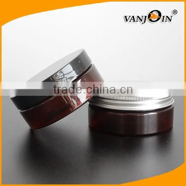 5 oz Amber Wide Mouth PET Plastic Jars with Metal Cap