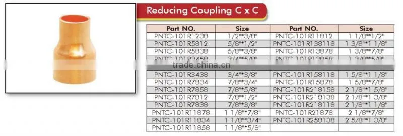 PartsNet air conditioner copper fitting tube coupling Reducing Coupling CxC