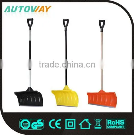 red plastic snow shovel, push snow shovel