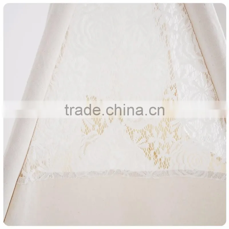 Wholesale low MOQ plain calico lace indoor kids teepee