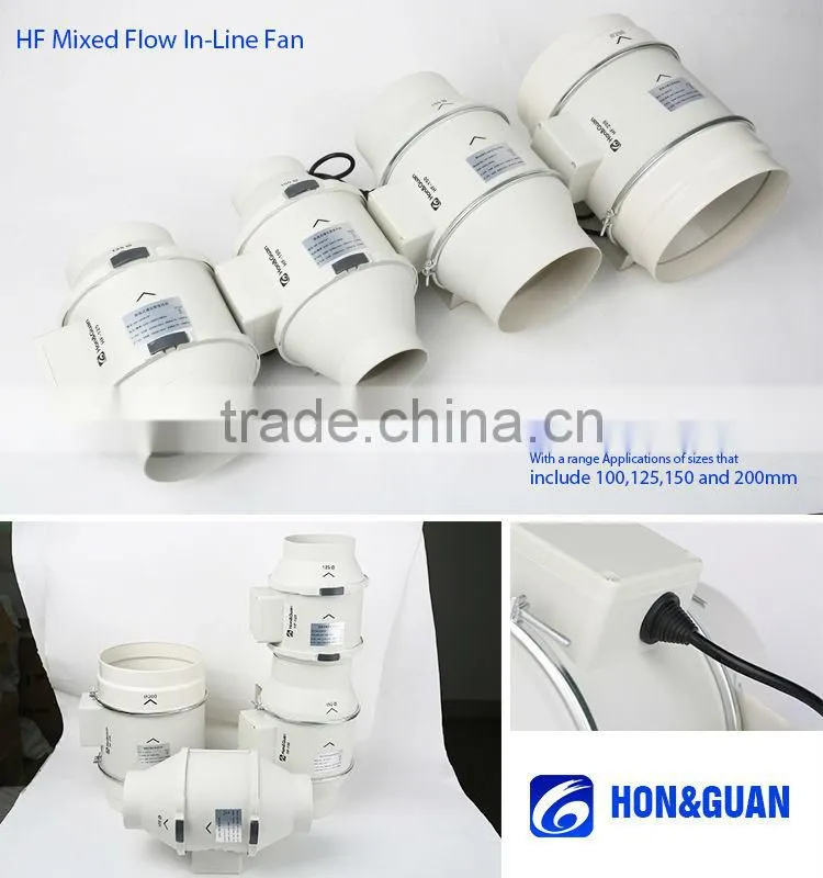 Hon&Guan 8Inch 840CMH Airflow Mixed Flow Inline Duct Fan for Basement