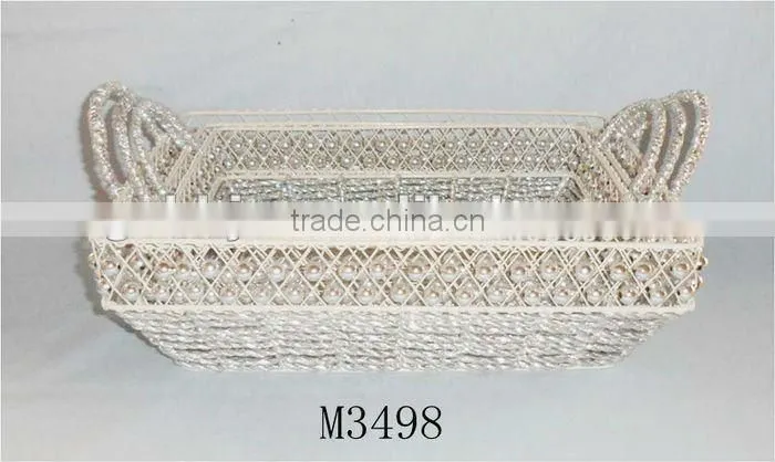 Rectangle Iron Silver string gift storage basket for wedding favor