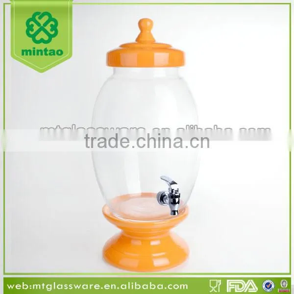 Gift Packing Glass Dispenser with Orange Ceramic Base