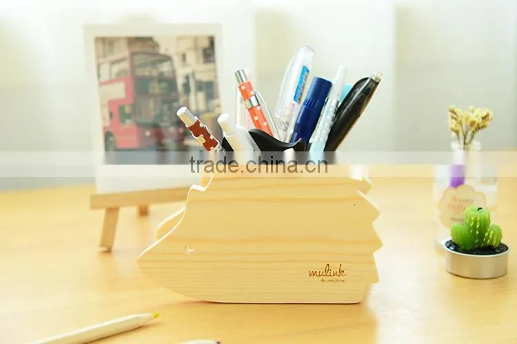 Creative cute animal wooden pencil holder