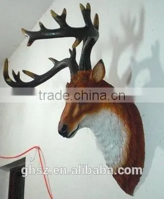 Guo hao 2015 custom resin advent decoration items, deer head figurein for home decoration