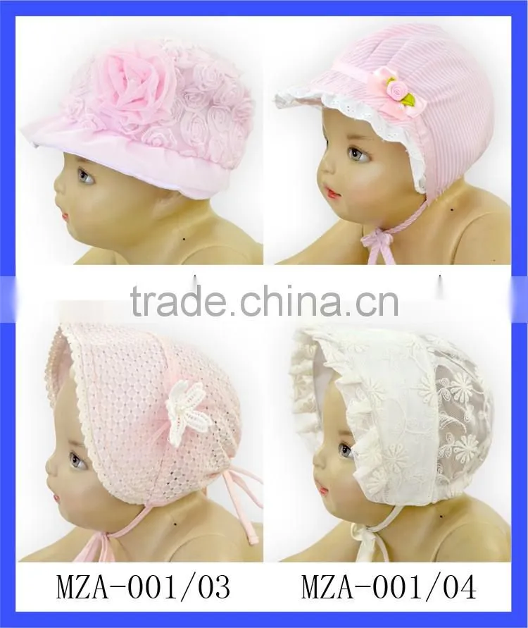 Wholesale baby hat pink cheap sun visor hat with bow wholesale baby sun hat