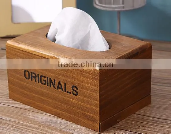 Home table decoration unfinished water-drop pattern wooden tissue box