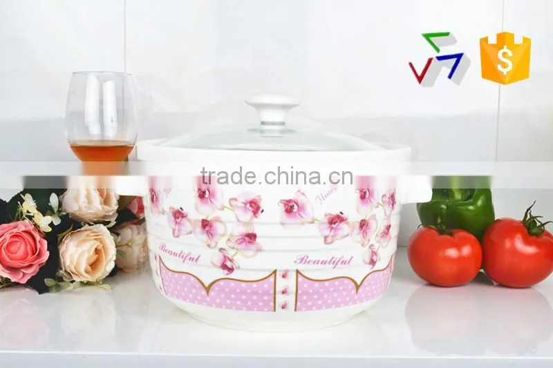 9" porcelain round microwave saucepan with glass lid