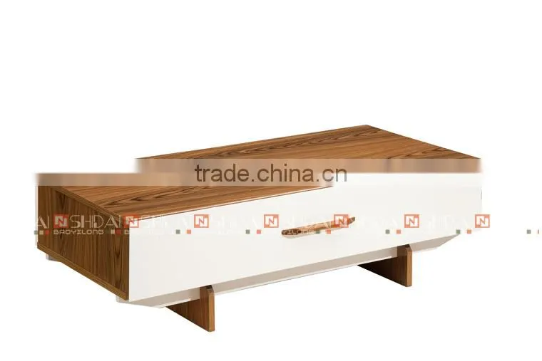 Mid Century Modern Design Coffee Accent Table With Drawers Natural TA-110
