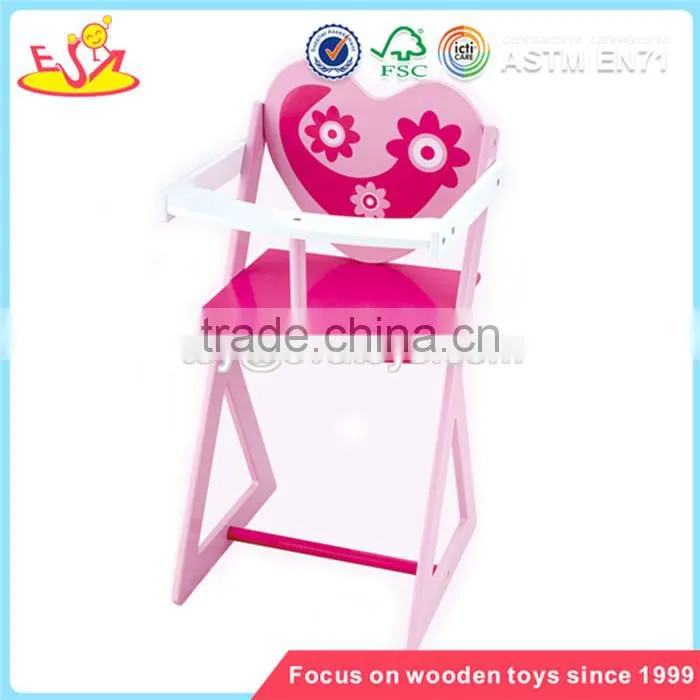 Wholesale pink wooden doll chair for kids lovely toddler wooden doll chair bring fun W08F024