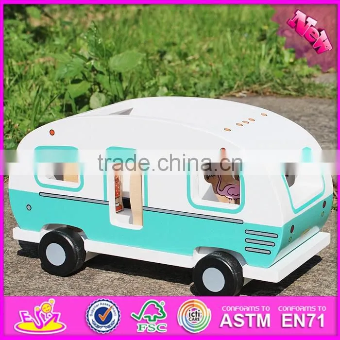 2017 New products kids funny animals and four people wooden toy cars W04A313