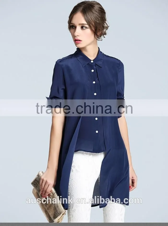 new arrival navy fashion ladies long shirt designs customized