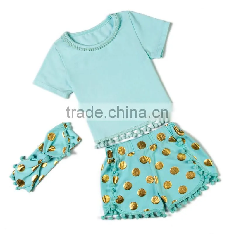 toddler summer outfit children clothes top and shorts 3pcs set