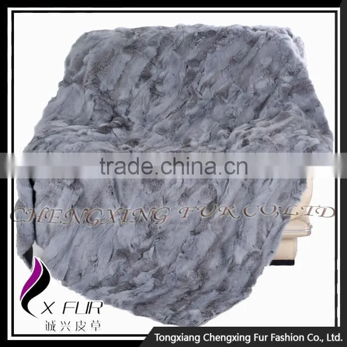 CX-D-11H Top Quality Home/Hotel Carpet Patchwork Rabbit Fur Fur Throw Blanket