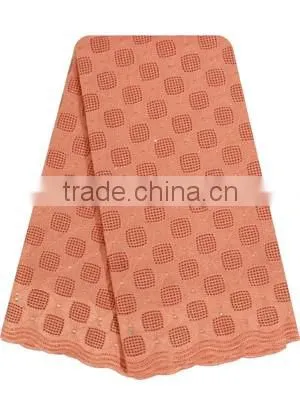 Cheap price hign quality square style cotton swiss voile lace with stones for clothes SL0408