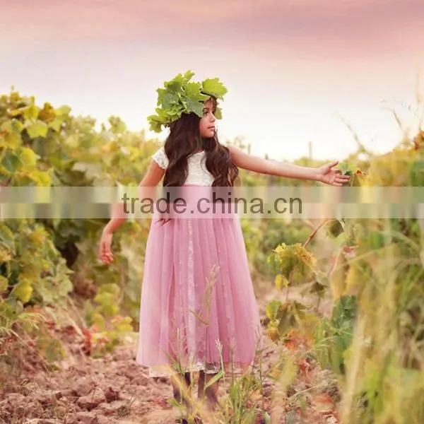 Baby Girls Pink Tulle Dress Floral Girls Long Dress
