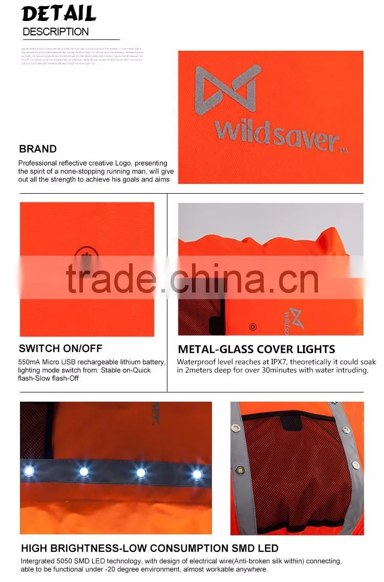camping waterproof dry bag safety LED flashing backpack cover