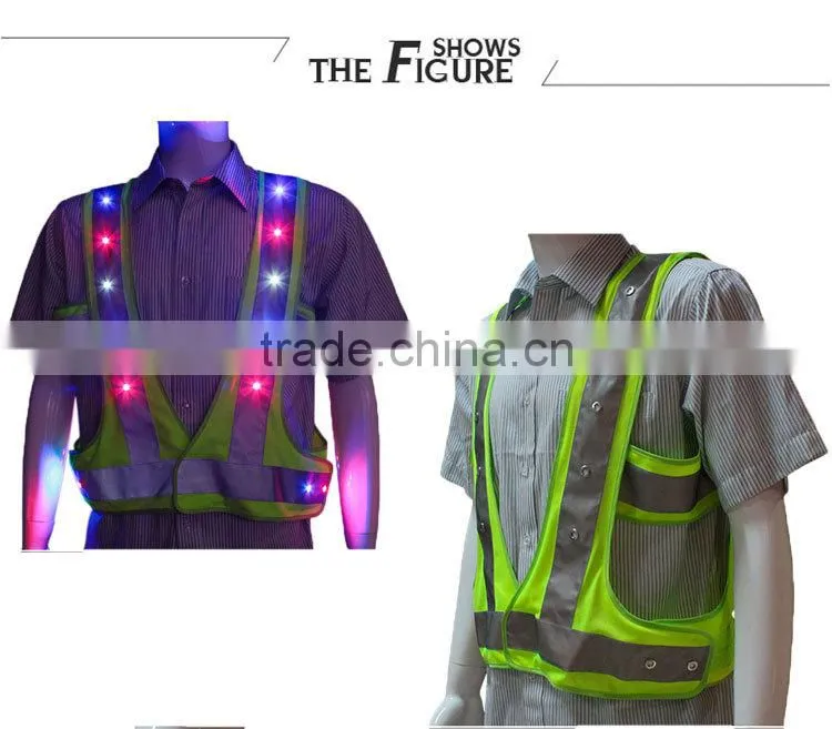 reflective police security uniforms led shirt/flashing led safety vest