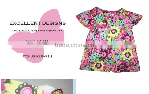 Mini fashion color flower designs wholsale summer cotton cap-sleeve girls net t shirt