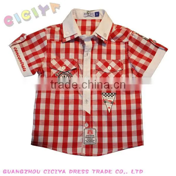 Wholesale custom boys checked shirt summer designs fancy boys casual shirt