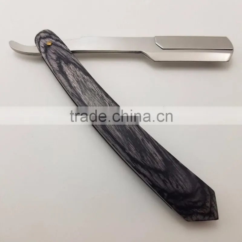 CUT THROAT SHAVETTE STRAIGHT SHAVING RAZOR WOODEN HANDLE