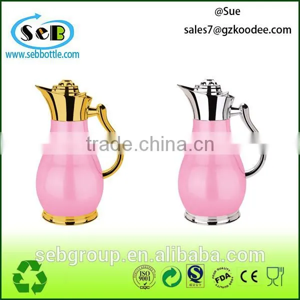 hot sell golden / Silver glass thermos vacuum flask; stainless steel kettle;double tea kettle
