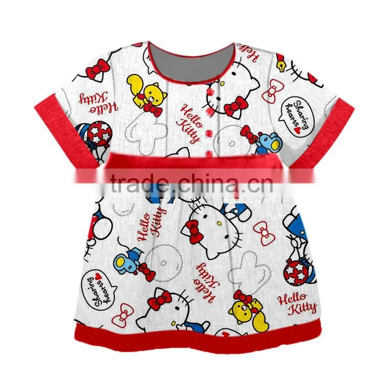 Yiwu wholesale beautiful color pattern specifically designed for the little girl cotton clothes