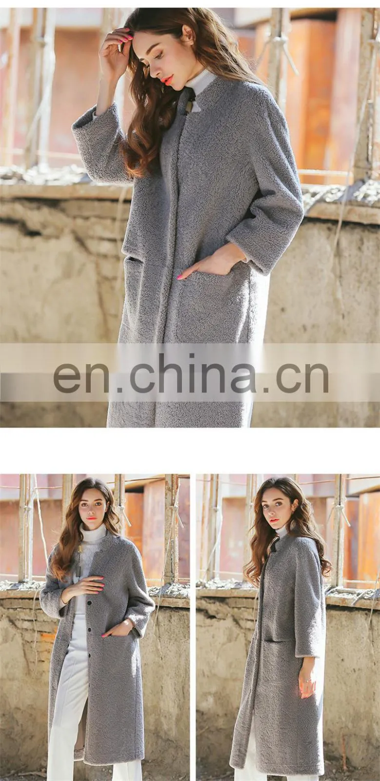Hot Selling High Quality Wholesale Winter Sheepskin Women Long Leather Coat