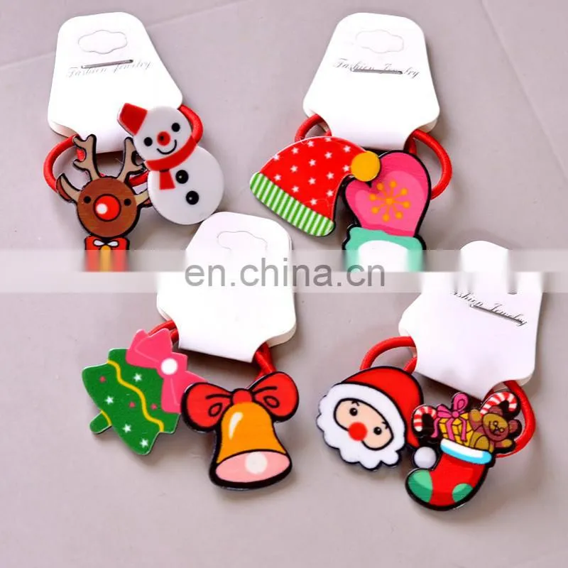 New fashion cute cartoon Snowman Deer Bell christmas hair rope