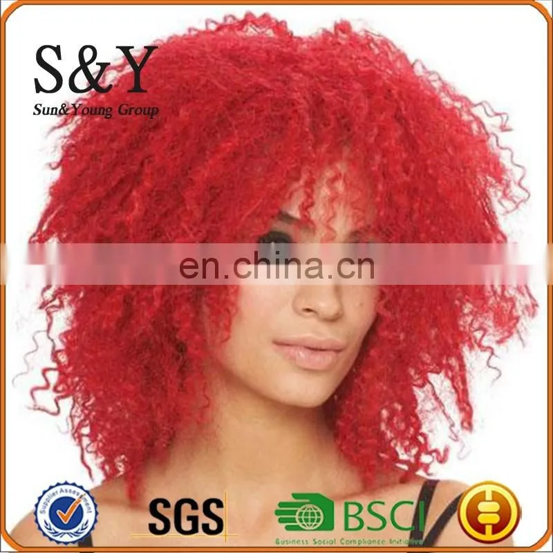 Pop Star Rhianna Curly Red Wig For Adult Womens Costume Sythetic Wig