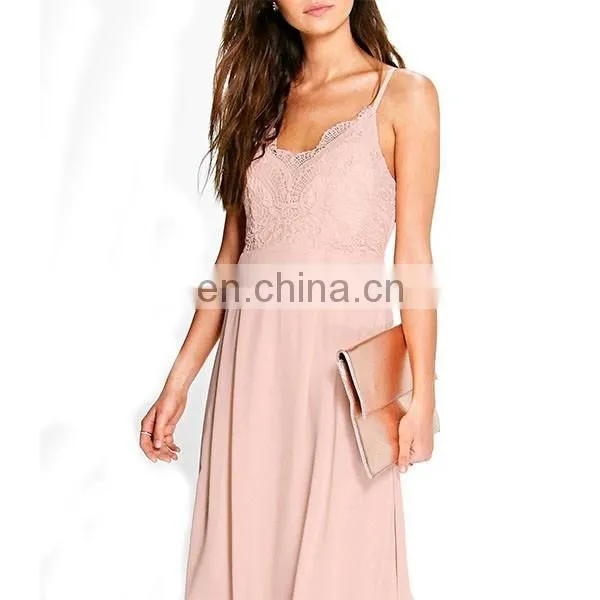 Latest Sweet Pink Prom Dress Fashion Lace and Chiffon Women Dresses