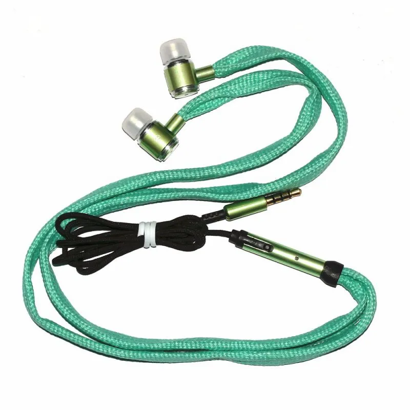 Fashionable Shoelace Stereo Handfree Headphone with metal shell