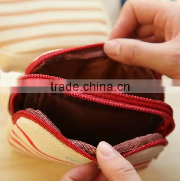 2014 fashion canvas small pouch and canvas coin purse with stripe ,canvas stripe wallet
