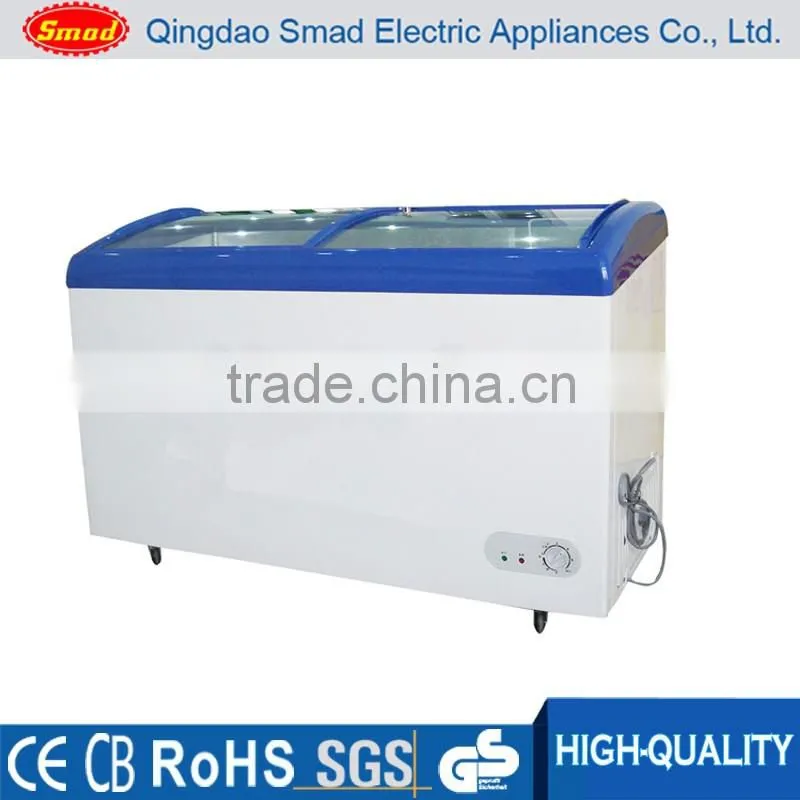 Supermarket galss door ice cream display deep chest freezer cabinet