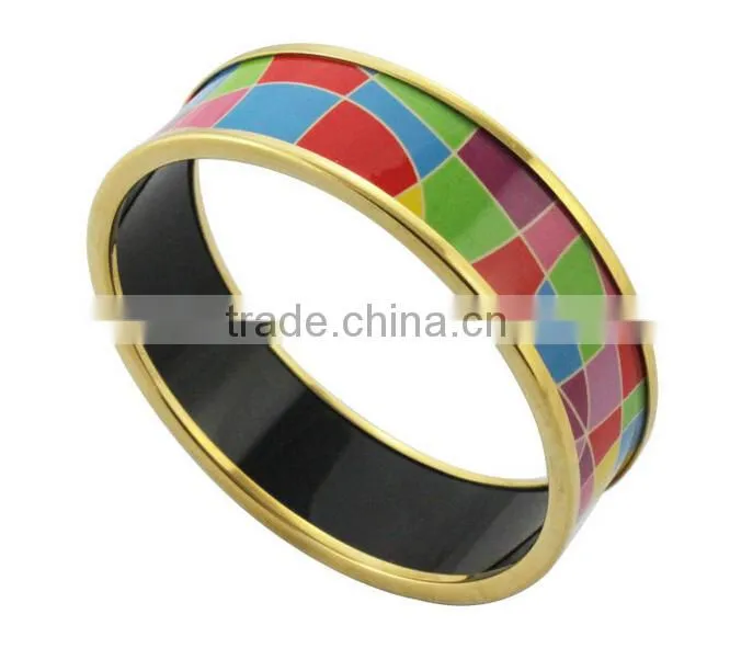 fashion ladies hand color enamel pattern stainless steel bangle