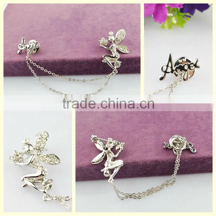 Wedding anniversary souvenirs silver angel rhinestone brooches