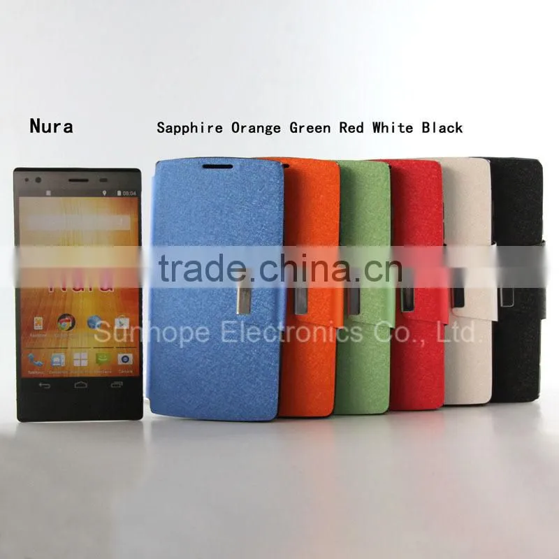 leather cases for Orange Nura 5.5 pu leather flip cover with stand