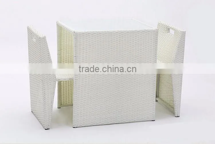 White Wicker Furniture Set Wholesale Poly Rattan Furniture Outdoor Rattan Table And Chair 3 Piece