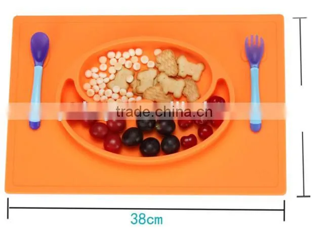 BPA free 2016 good quality one-piece silicone rubber placemat plate