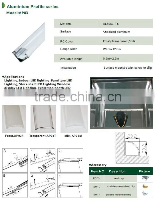 Triangle Aluminum profile with LED strip light