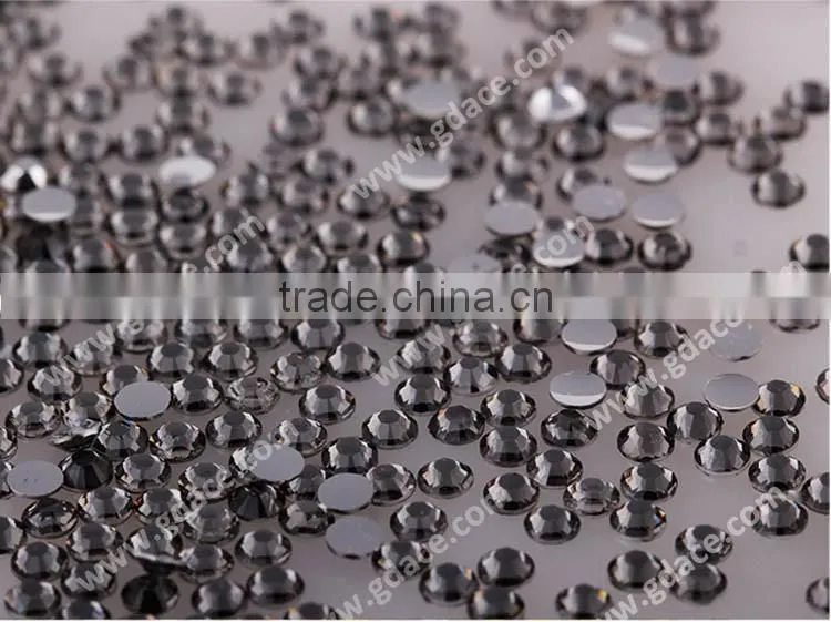 Glass crystal resin non hot fix diamond black bag packing in China wholesale market