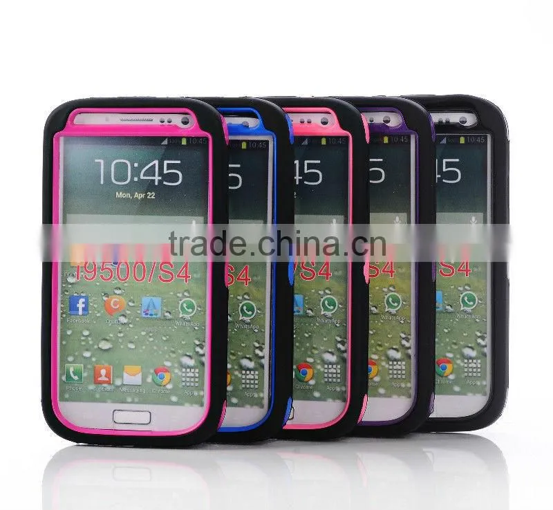 Traditional black/white Zebra stripes silicon part with hard PC combo case for Samsung Galaxy S4 I9500 with Screen Protector