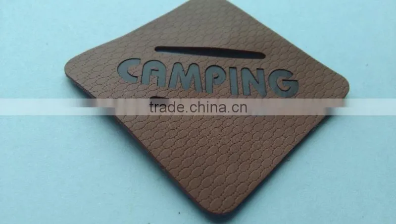 custom hollow out special shape leather patch badge