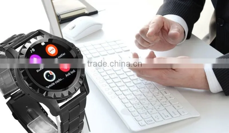 2015 Hi-Tech Metal Body Round Screen Bluetooth Smart watches men