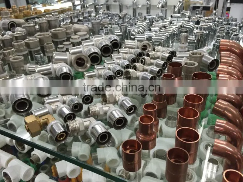 yellow gas pipe brass press fittings union and elbow/PE pipe brass fittings