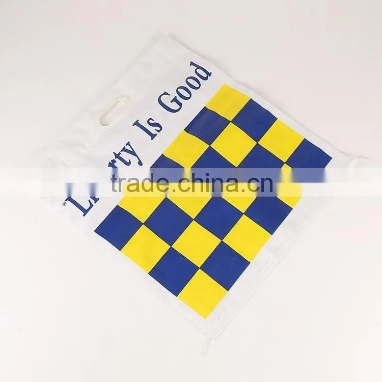 PP woven fabric with lamination shopping bag ,gift bag ,hole plastic handle ,with CMYK printing