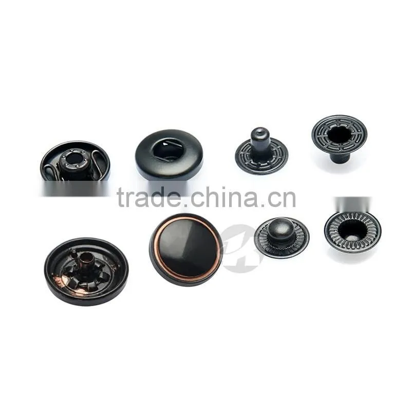 Hot Sales Shiny Black Decorative Custom Metal Snap Button Covers