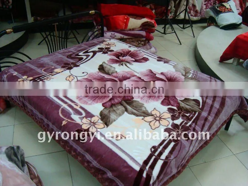 100% polyester carved thermal and zigzag raschel blanket