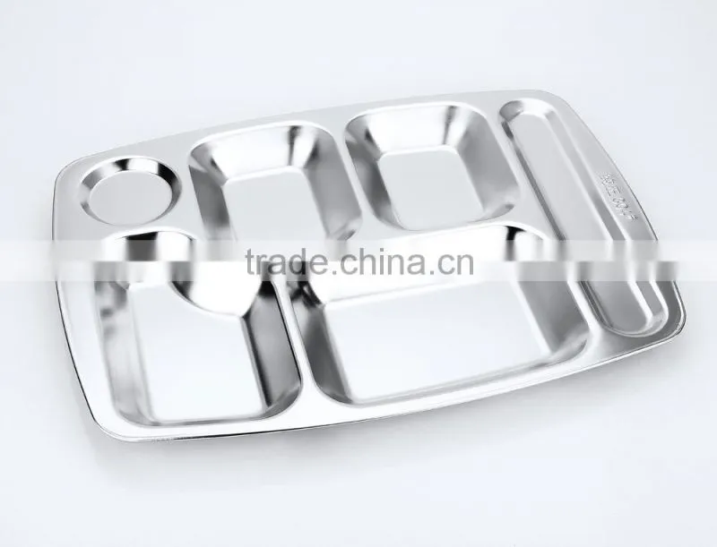 home utensils china 304 stainless steel square compartment dinner plates
