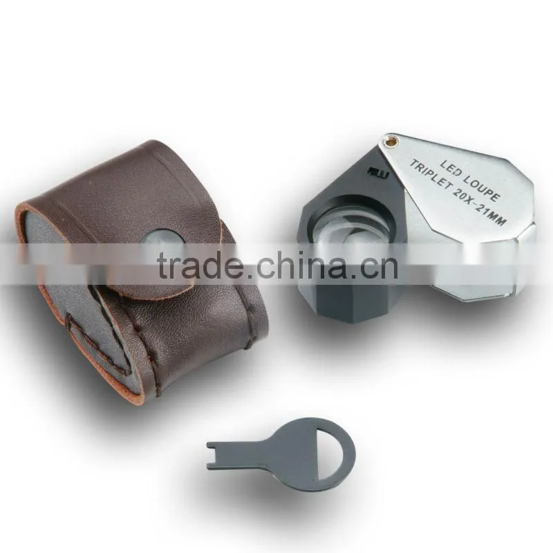 20x Magnification Triplet Lens with 6 Built-in LED Light 21mm Jeweler Loupe